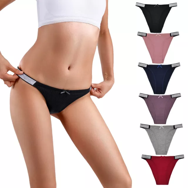 6 Pack Womens Cotton Knickers Ladies Sexy Lace Bikini Underwear Panties Briefs