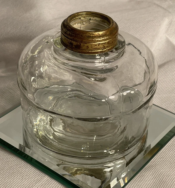 ANTIQUE GLASS OIL/KEROSENE Hurricane Lamp Base Replacement £7.84