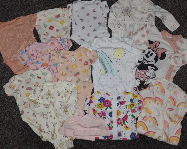 Baby Girls Gorgeous Bundle 5 Sleepsuits, 7 Vests & 2 NEXT Hats NEWBORN