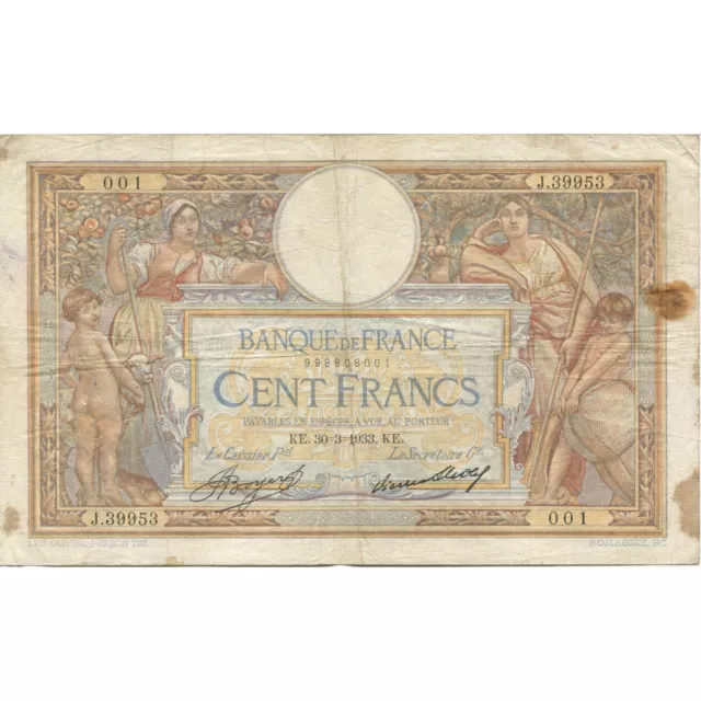[#627961] France, 100 Francs, Luc Olivier Merson, 1933, 1933-03-30, VF