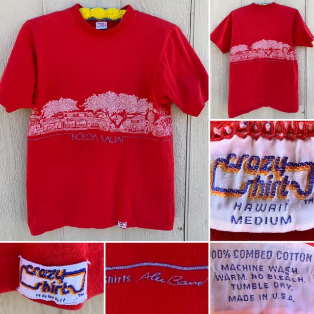 Vintage Crazy Shirts Hawaii Koloa Kauai T-Shirt Single Stitch M Combed Cotton