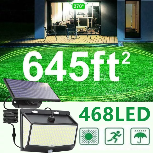 8000W LED Solar Flood Light Motion Sensor Security Wall Yard Street Outdoor Lamp