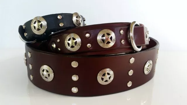 Collar de perro de cuero premium tachonado con estrellas y cristales el día... 3