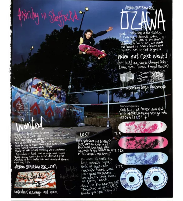 Psk15 Skateboarding Picture/Advert 11X9" Heroin Skateboards - Ozawa