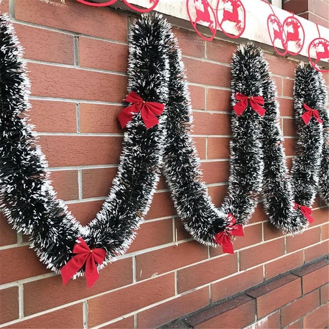 Adorno Navidad Tiras de Copo de Nieve Cinta Guirnalda con Moño Cinta Verde Oscuro