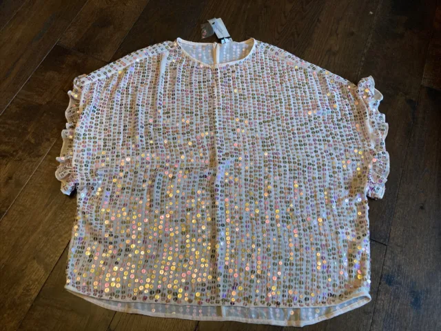 Lovely BNWOT River Island sequin top pale pink size M