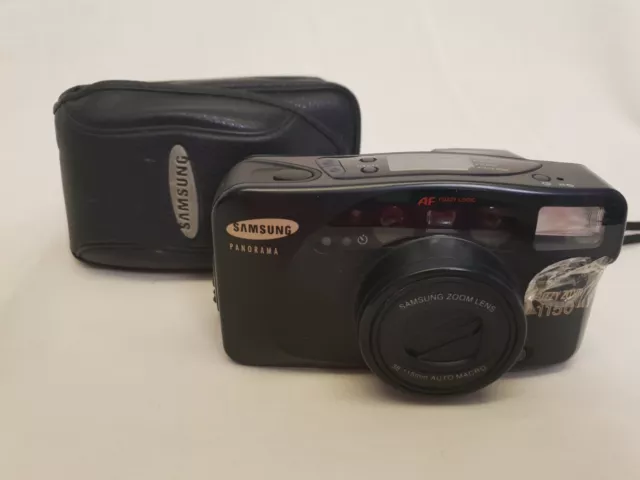 Compact Camera Samsung Panorama AF 1150, 35mm Wet Film + Flash & Case CC101