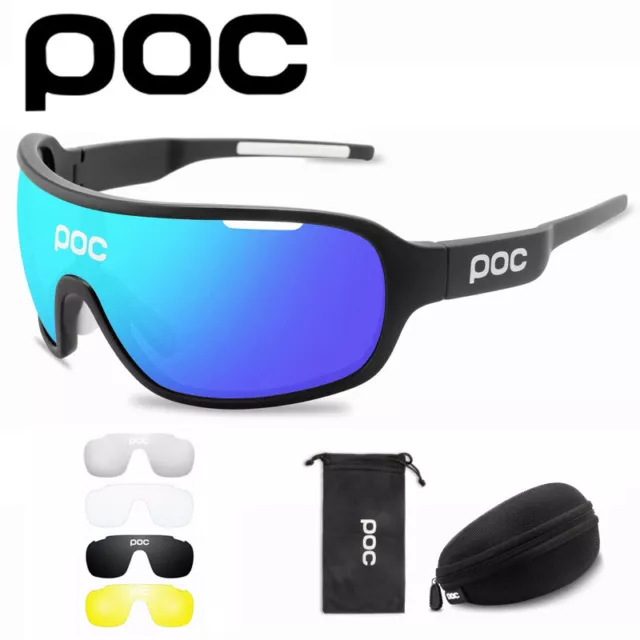 POC Sport Goggles Cycling Sunglasses UV400 Polarized Glasses W/ 5pc Replace Lens