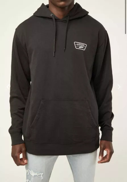 VANS PATCHED HOODIE Sweater Pullover Jumper Hooded Black Skater Casual ...
