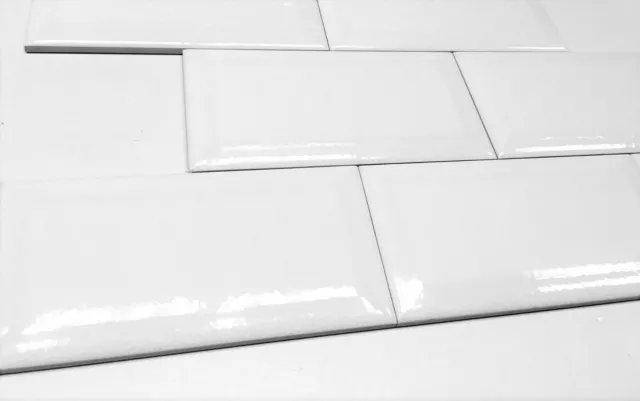 3x6 White Beveled Crackled Glossy Glaze Ceramic Tile Wall Decor Bath Kitchen