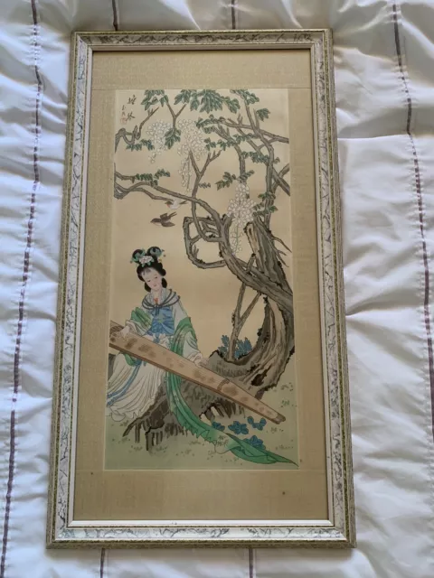 Chinese Silk Original Painting 20th Century Chinese Silk Original Painting 20th Century