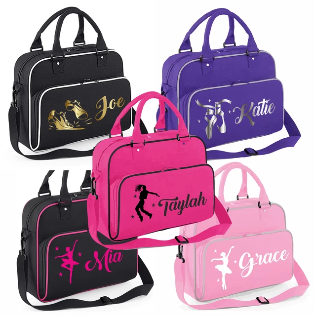 Personalised Dance Bag Ballet Tap Street Gym Black Pink Purple School Dancer