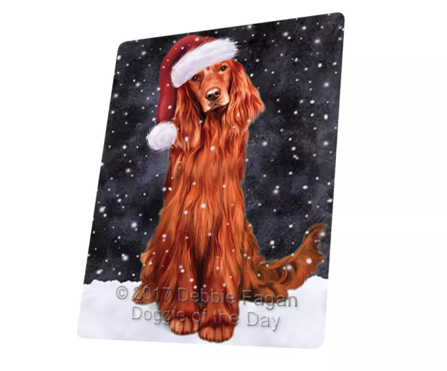 Let it Snow Christmas Red Irish Setter Dog Woven Throw Sherpa Blanket T254