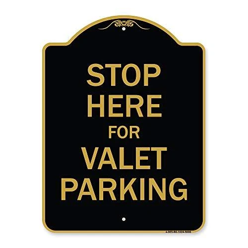 SignMission Designer Series Sign - Stop Here for Valet Parking | Gauge Alumin...
