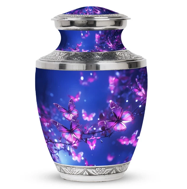 Mini Urn Burial Urns For Cremated Remains Purple Butterfly (3 Inch) Pack Of 1