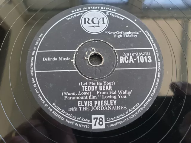 Elvis Presley - Teddy Bear 1957 Uk 78 Rpm 10" Shellac Record Ex