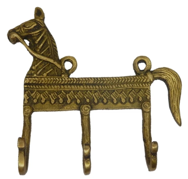 Golden Horse Shape Antique Style Handmade Brass Cloth Hanger Wall Mounted Hook