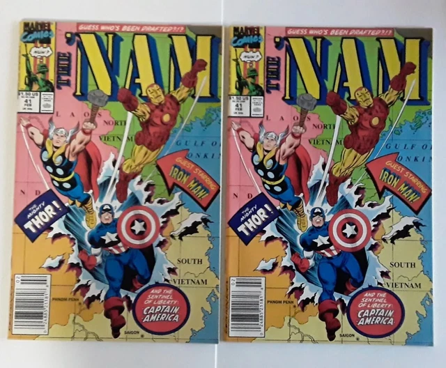 The 'Nam #41 x 2 Newsstand Variants 1990 Marvel Comics 2 Book Lot Avengers App
