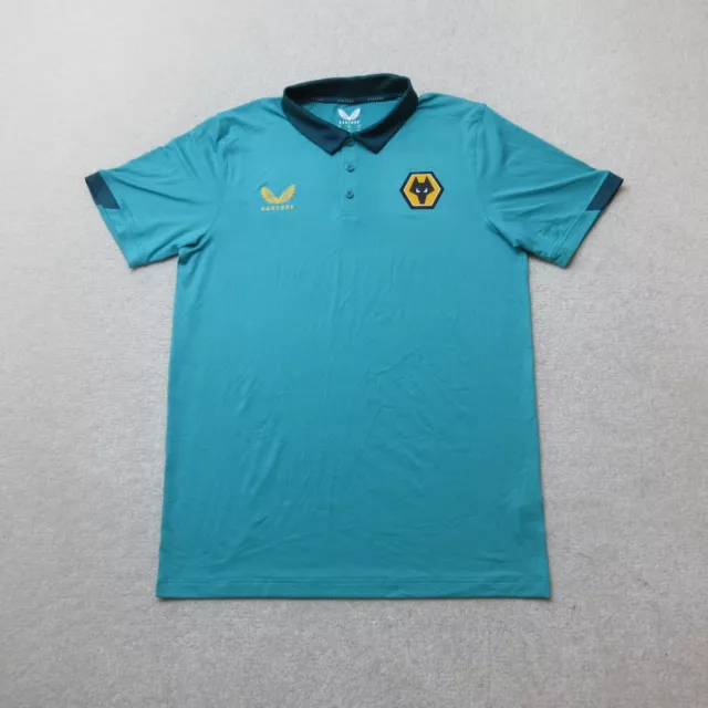 Wolverhampton Wanderers Polo Shirt Mens Medium Blue Casual Football Castore NWOT