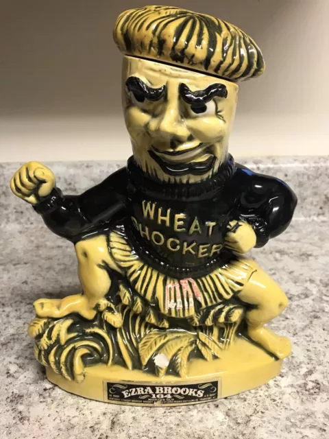 Rare Ezra Brooks Wichita KS Wheat Shocker Decanter Heritage China 1971