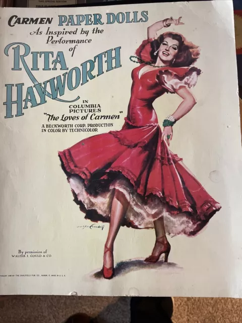 Vintage Uncut 1948 Rita Hayworth 'Carmen' Paper Dolls~#1 Reproduction~Gorgeous