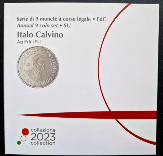 2023 ITALIA Divisionale con Argento "ITALO CALVINO" 9 Monete FDC - Ag