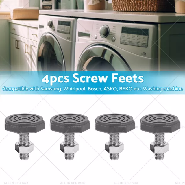 4 Universal Front Loader Washing Machine Screw Feet Leg M10 Suitable for Samsung