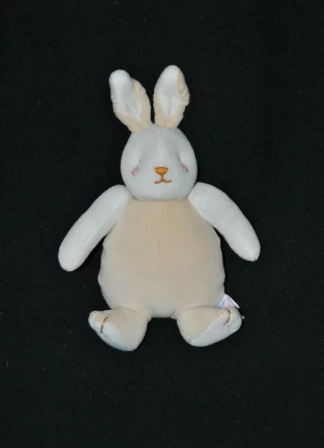 Peluche doudou lapin SUCRE D'ORGE beige blanc grelot 15/20 cm TTBE