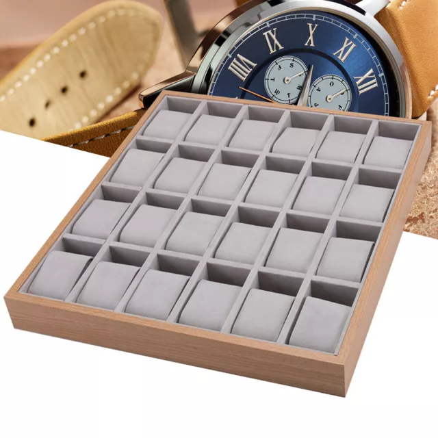 24 Slots Wood Watch Box Jewelry Storage Case Organizer Display Box Holder Tray