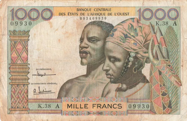 West African States (Ivory Coast) 1000 Francs 1961 P-103Ac