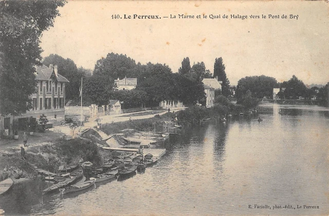 Cpa 94 Le Perreux / La Marne Et Le Quai Du Haulage Towards Bry Bridge
