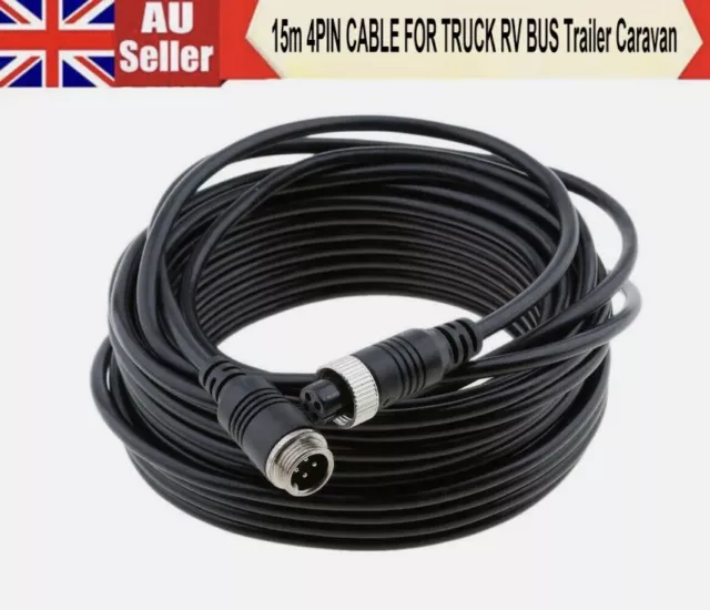 15M 4 Pin Connector Cable Waterproof for Truck Van Trailer CCD Reversing Camera