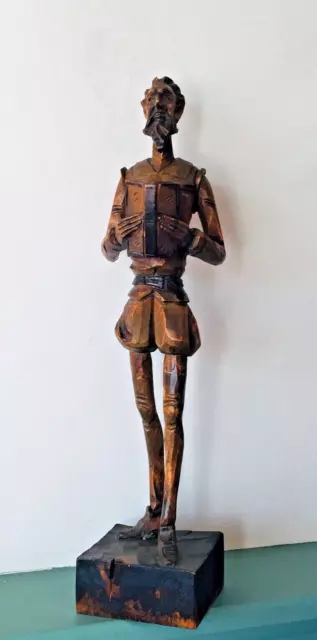 OURO ARTESANIA SPANISH Hand Carving Wood Sculpture Figurine Don Quixote 33 cm H