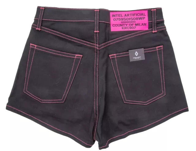 NWT $490 MARCELO BURLON Black Raw Wash Vision Denim Jeans Shorts 2 (EU 25)