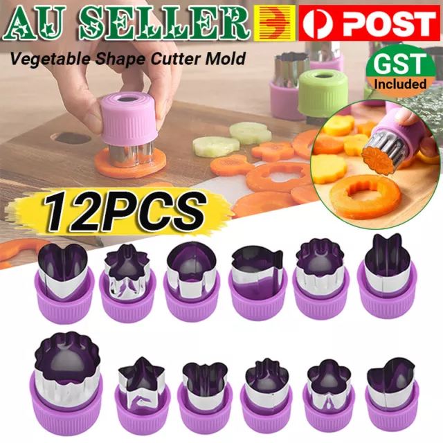 12Pcs Mould Food Mold Cookie Shape Cutter Mini Stainless Steel Fruit Vegetable