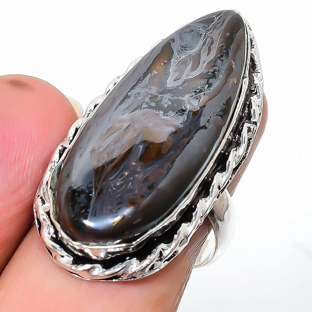 Iron Tiger Eye Gemstone Handmade 925 Sterling Silver Jewelry Ring Size 8 M974