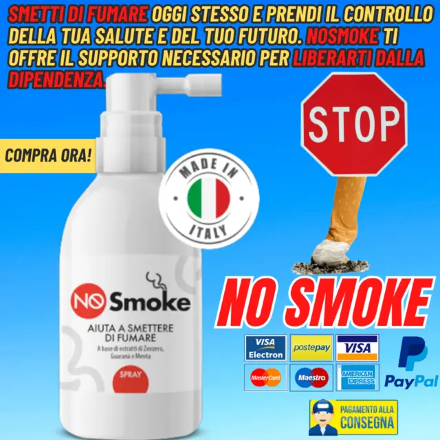 NO SMOKE Spray per smettere di fumare stop dipendenza fumo di colpo in 5 giorni