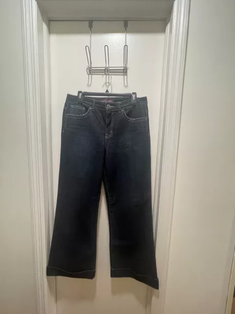 GLORIA VANDERBILT WIDE Leg Cuffed Denim Jeans Dark Rinse 10 $22.00 ...