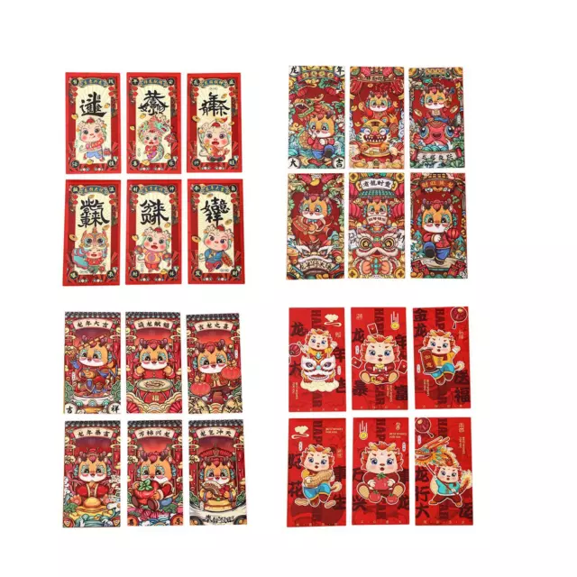 6 Buste rosse per Capodanno 2024 Buste rosse per l'anno del drago Hong Bao