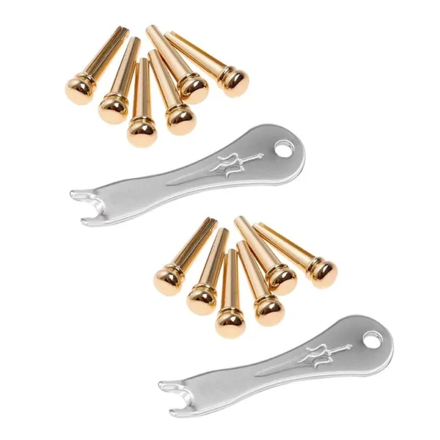 GuPins 12Pcs Brass Endpin for Acoustic Guitar with Guitar Bridge Pin Puller G3Y4