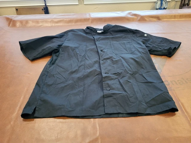 Chef Works Mens  Button Up Shirt XL Black Short Sleeve Vented Mesh - PERFECT!!