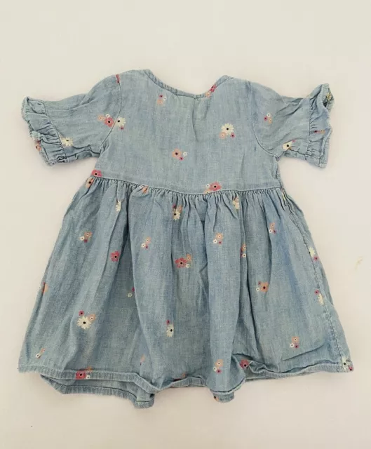 Target Baby Girl Floral Lightweight Denim Dress Size 0 6-12 Months Cotton Linen