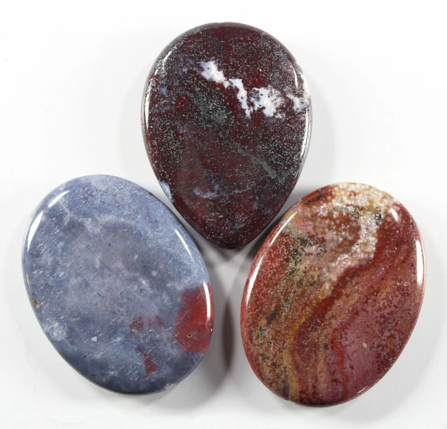 Mix of Three (3) Fancy Jasper Focal Beads (2) 40x30mm Oval  (1) 40x30mm Teardrop