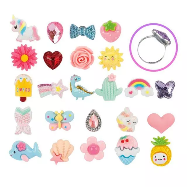 24 Pcs/Set Silicone Love Heart Ring Cute Ring Set Toy Ring Gift Set  Girls