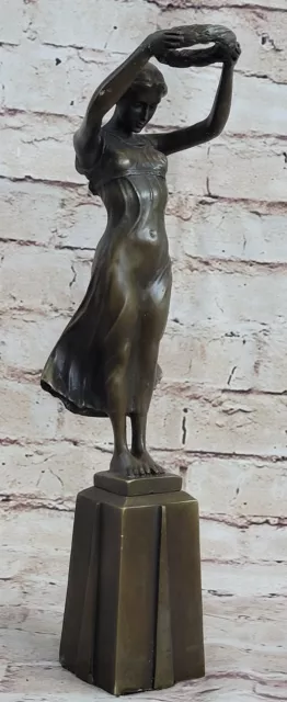 Real 100% Bronzo Romana Lady Statua Scultura Art Deco Statuina Caldo