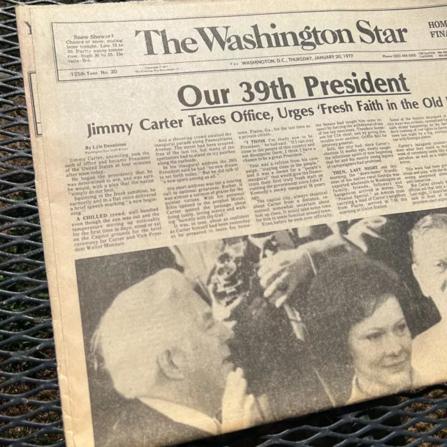 Vintage The Washington Star Newspaper Our 39th President Jimmy Carter Jan 20 '77 2