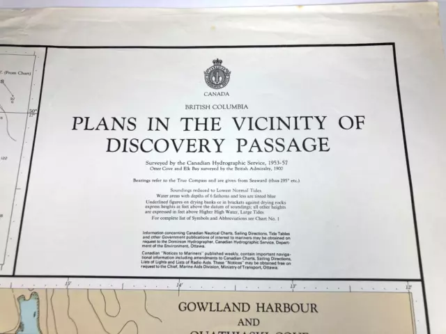 VANCOUVER Island BRITISH COLUMBIA Nautical Chart Canada Map DISCOVERY PASSAGE 2