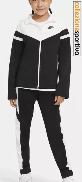 TUTA BAMBINO/BAMBINA NIKE POLY OVERLAY TRACK SUIT- CU9202-010 col. nero/bianco