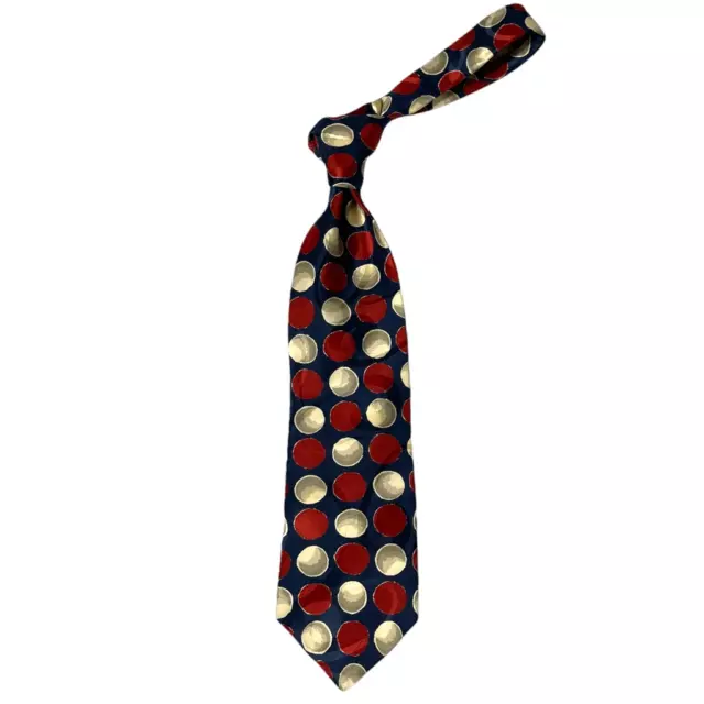 Hugo Boss Mens Tie Necktie Blue Red Geometric 100% Silk Classic Italy 4” x 57”