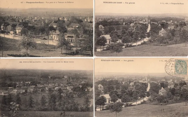 Lot of 4 Antique POUGUES-LES-EAUX General View Postcards
